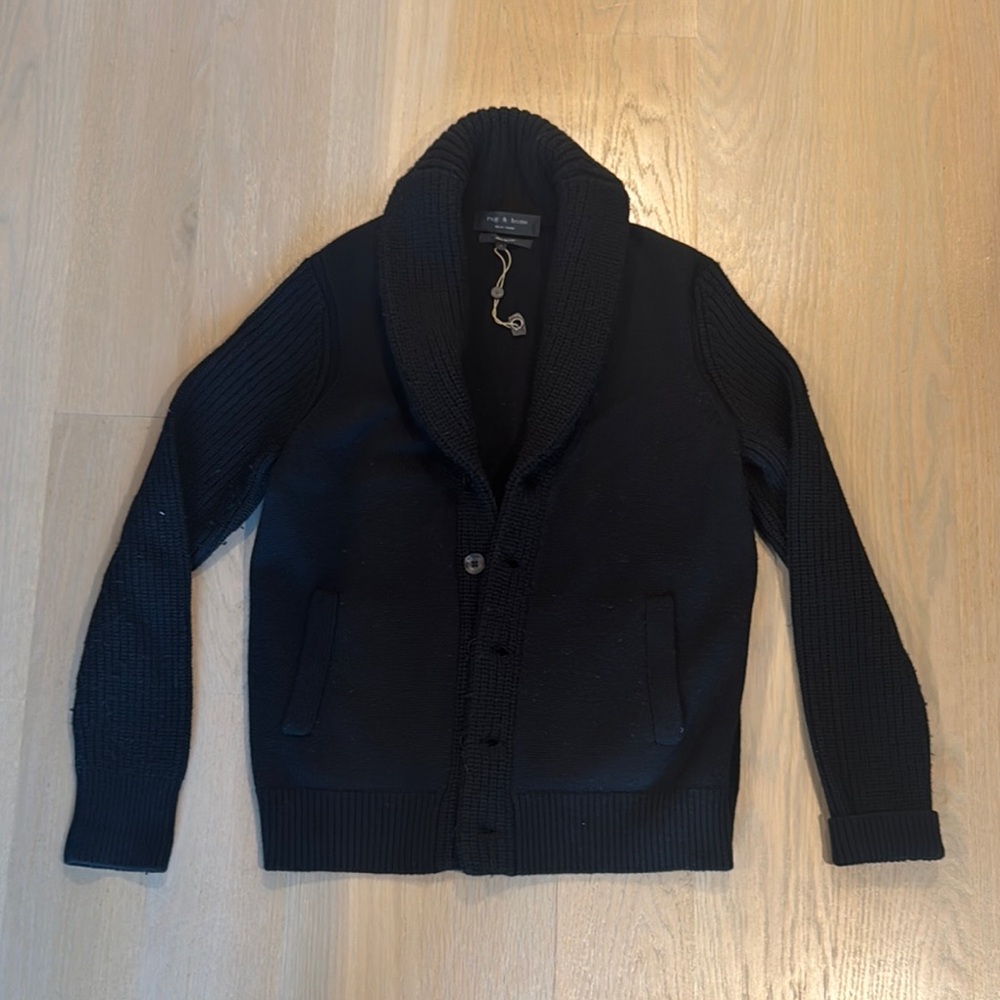rag & bone Black Men's Cardigan Sweater